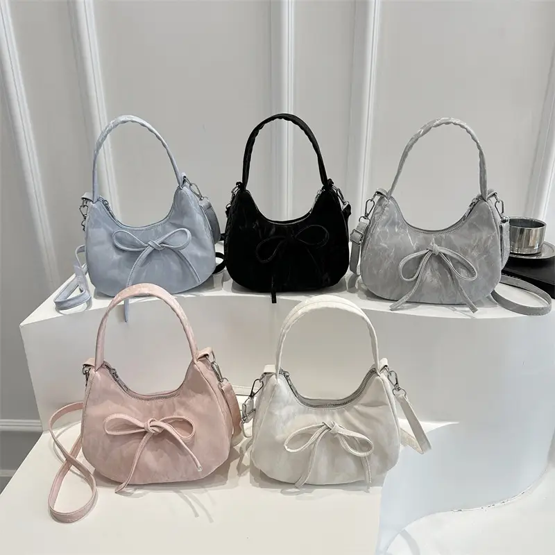 Light Blue Bow Shoulder Bag for Women - Image 9