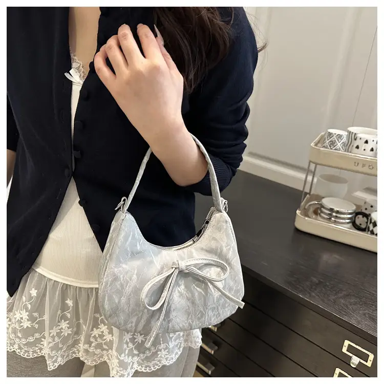 Light Blue Bow Shoulder Bag for Women — feature 24