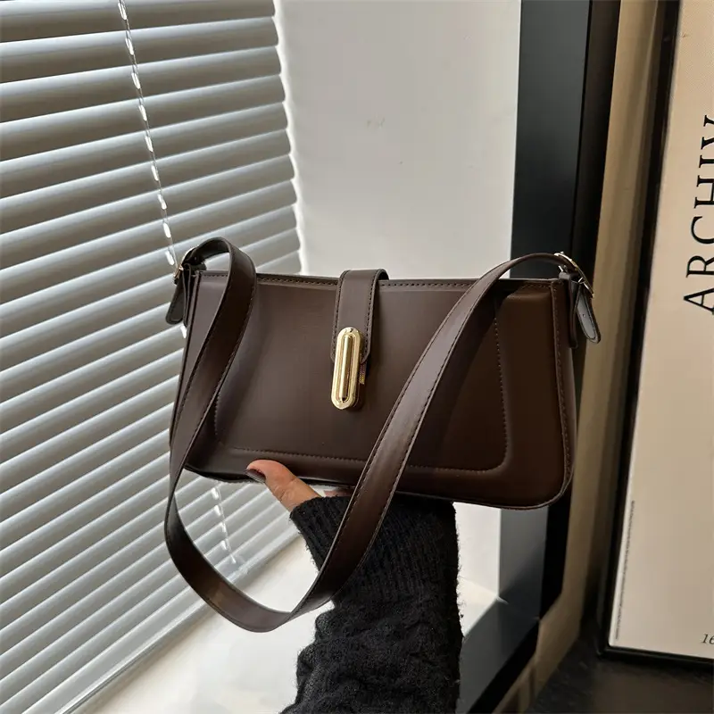 Korean Style Brown Leather Shoulder Bag for Women - Image 3