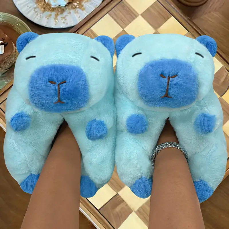 Capibala Doll Water Guinea Pig Cotton Slippers Winter Girls Home Cotton Shoes Capybara Plush Slippers Cute Warm