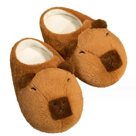 Capibala Doll Water Guinea Pig Cotton Slippers Winter Girls Home Cotton Shoes Capybara Plush Slippers Cute Warm