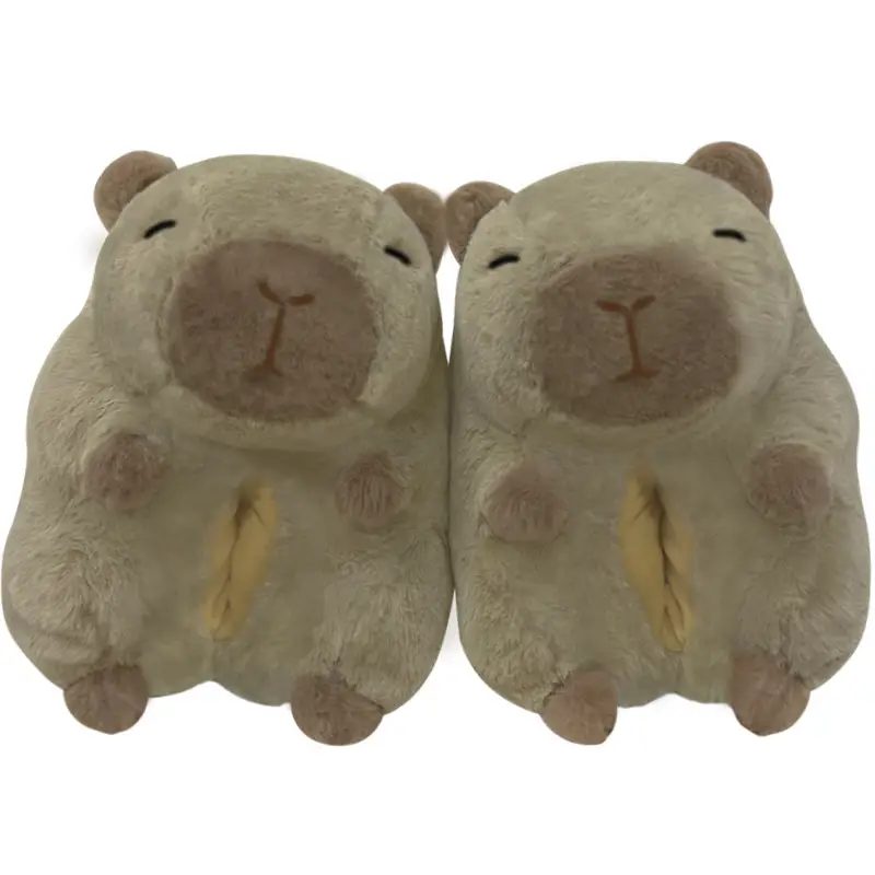 Capibala Doll Water Guinea Pig Cotton Slippers Winter Girls Home Cotton Shoes Capybara Plush Slippers Cute Warm — feature 11
