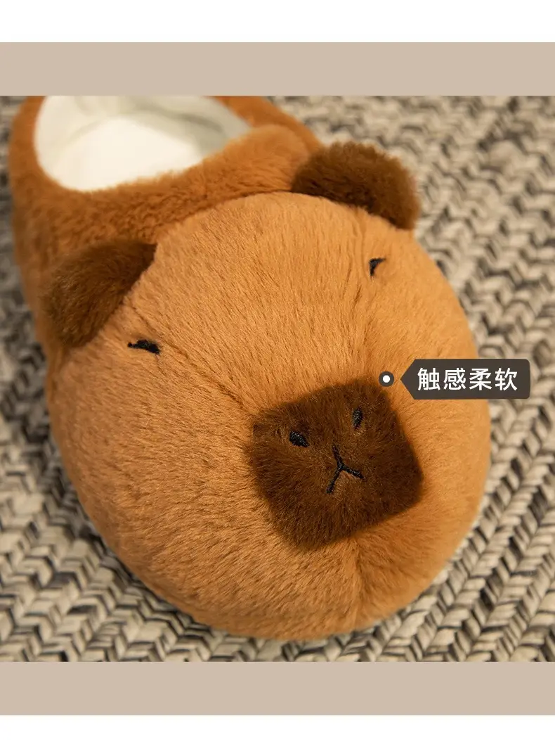 Capibala Doll Water Guinea Pig Cotton Slippers Winter Girls Home Cotton Shoes Capybara Plush Slippers Cute Warm — feature 28