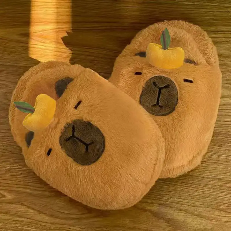 Capibala Doll Water Guinea Pig Cotton Slippers Winter Girls Home Cotton Shoes Capybara Plush Slippers Cute Warm — feature 5