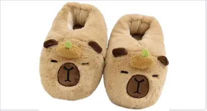 Capibala Doll Water Guinea Pig Cotton Slippers Winter Girls Home Cotton Shoes Capybara Plush Slippers Cute Warm