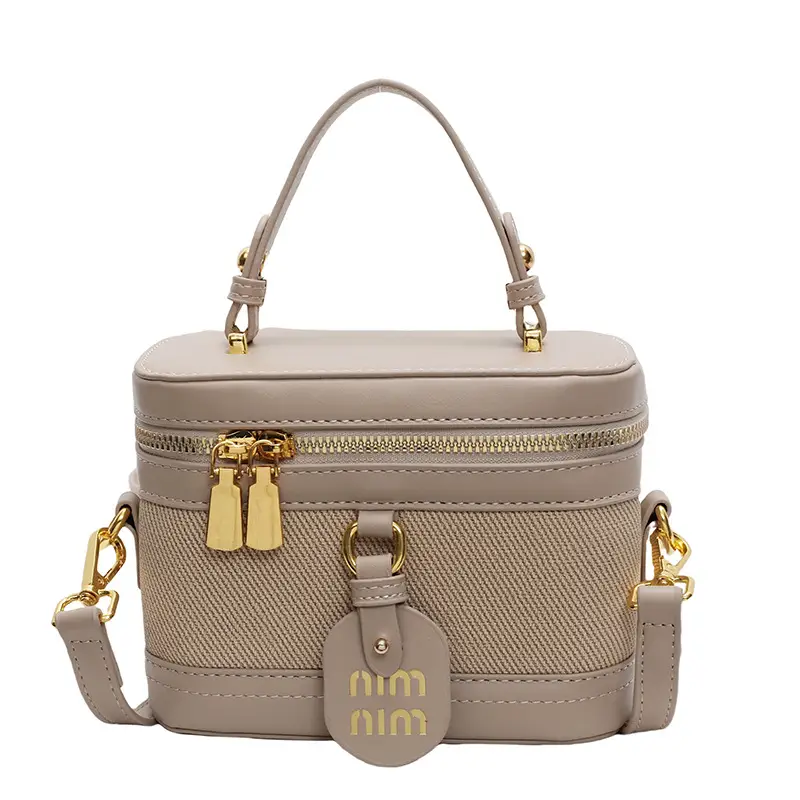 Women's Brown Contrast Zip Shoulder Crossbody Bag