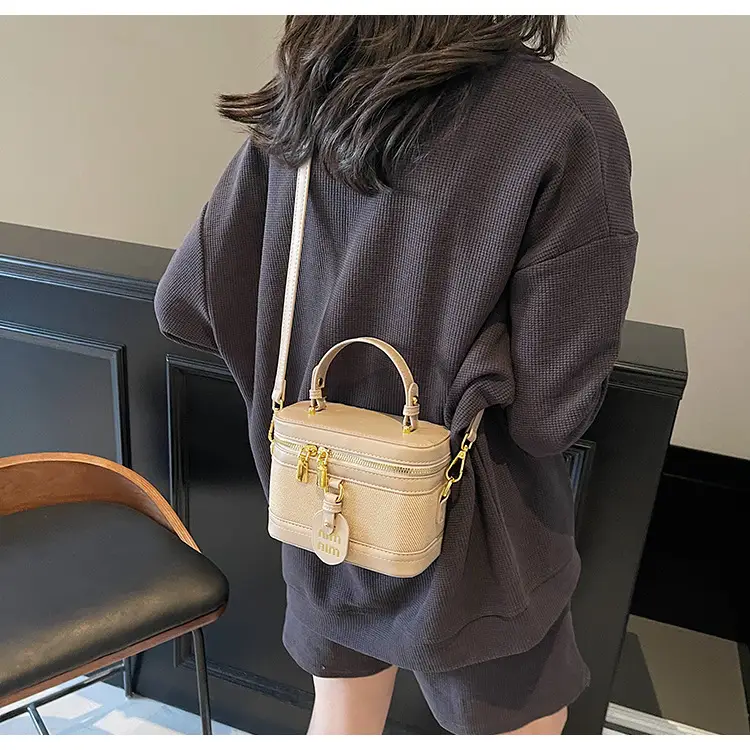 Women's Brown Contrast Zip Shoulder Crossbody Bag — feature 12