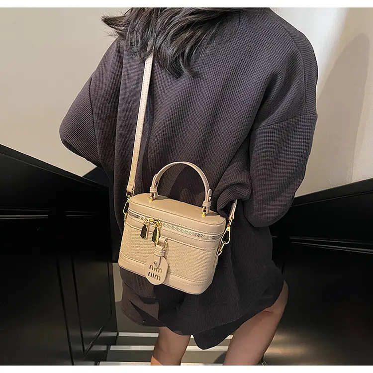 Women's Brown Contrast Zip Shoulder Crossbody Bag — feature 13