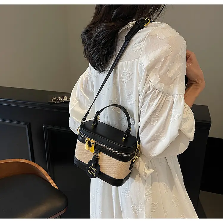 Women's Brown Contrast Zip Shoulder Crossbody Bag — feature 15