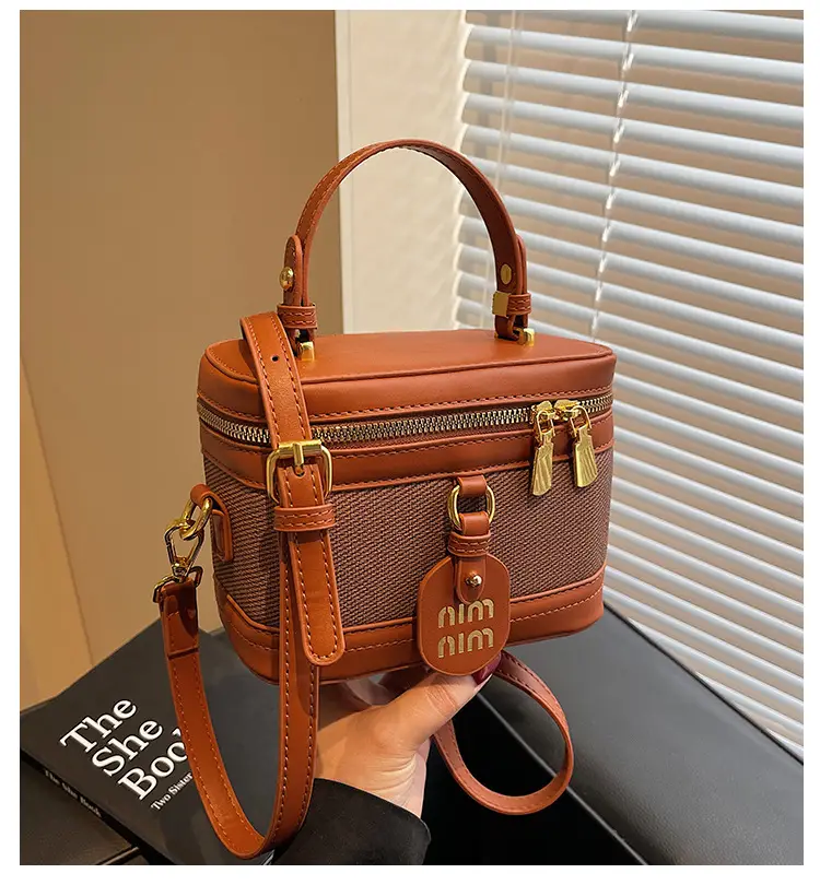 Women's Brown Contrast Zip Shoulder Crossbody Bag — feature 3