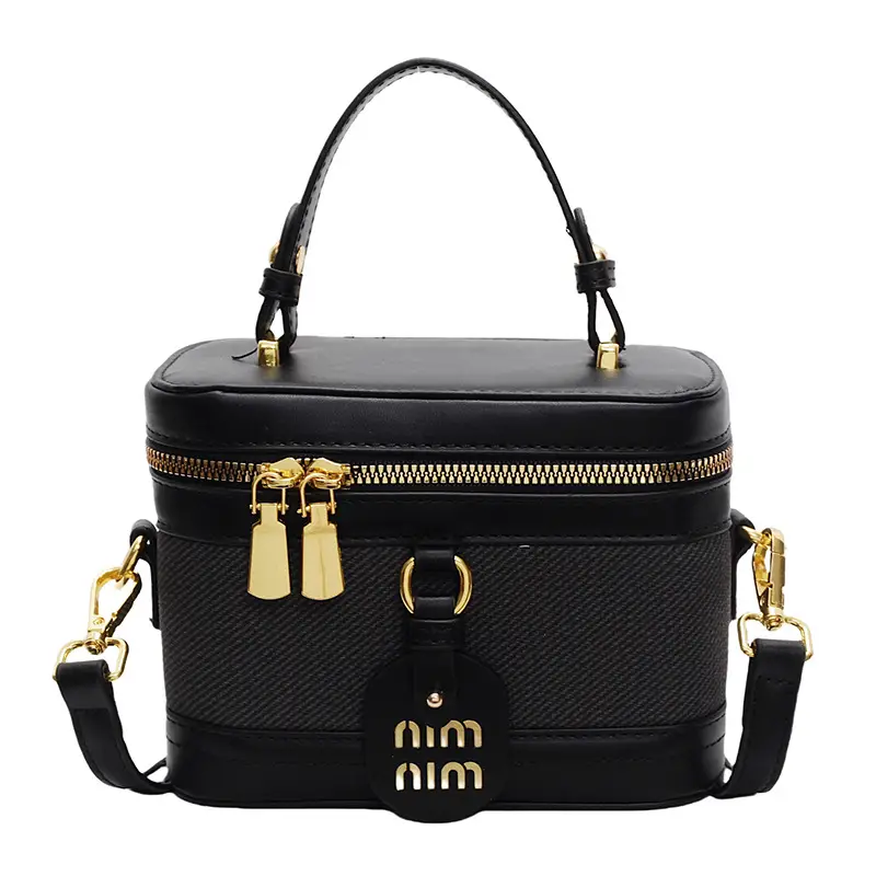 Women's Brown Contrast Zip Shoulder Crossbody Bag