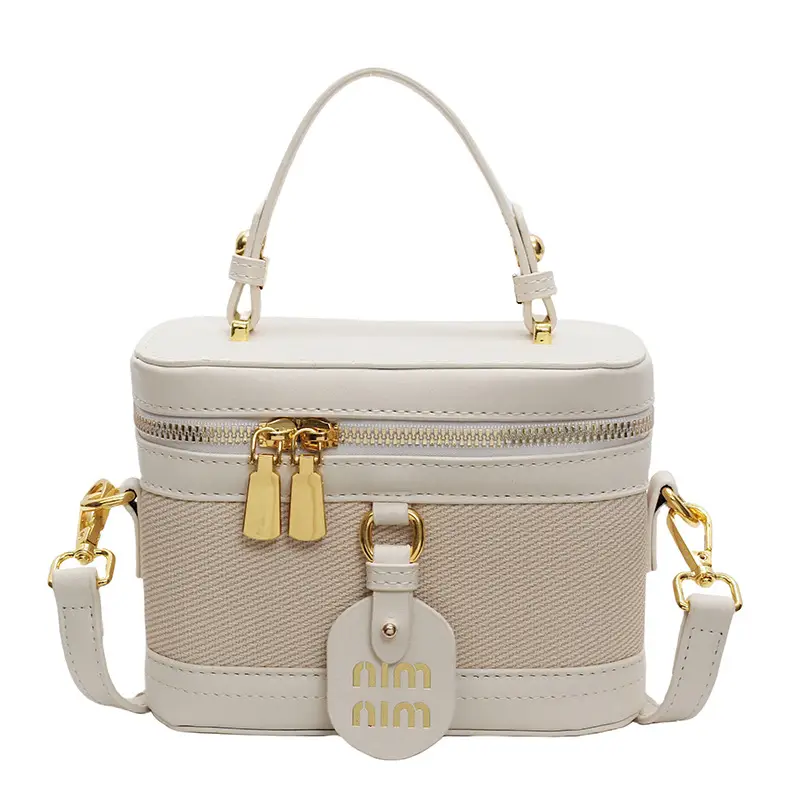 Women's Brown Contrast Zip Shoulder Crossbody Bag