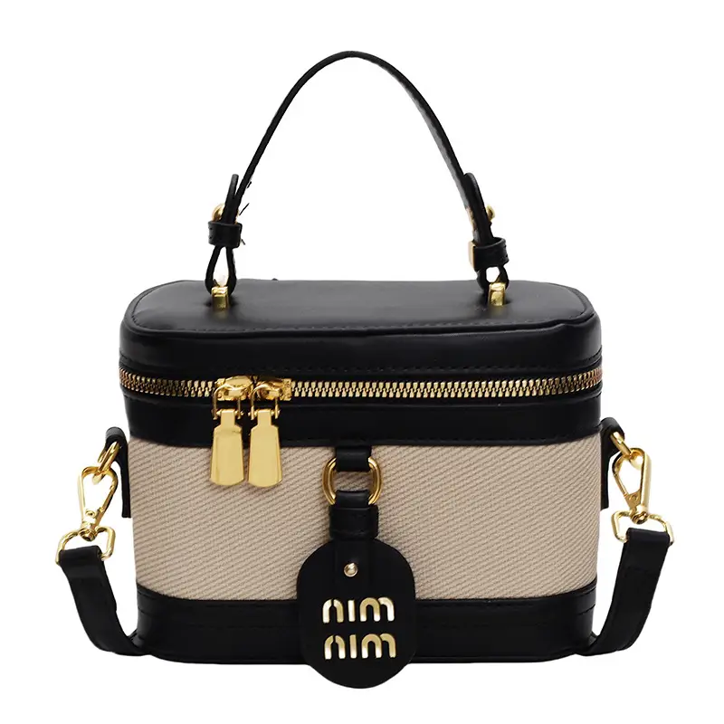 Women's Brown Contrast Zip Shoulder Crossbody Bag