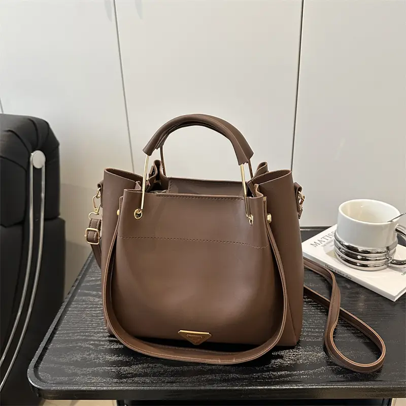 Women's Beige Textured Shoulder Bag with Strap - Image 5