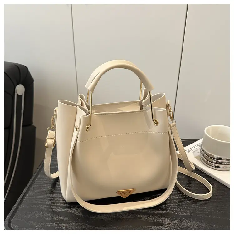 Women's Beige Textured Shoulder Bag with Strap — feature 26