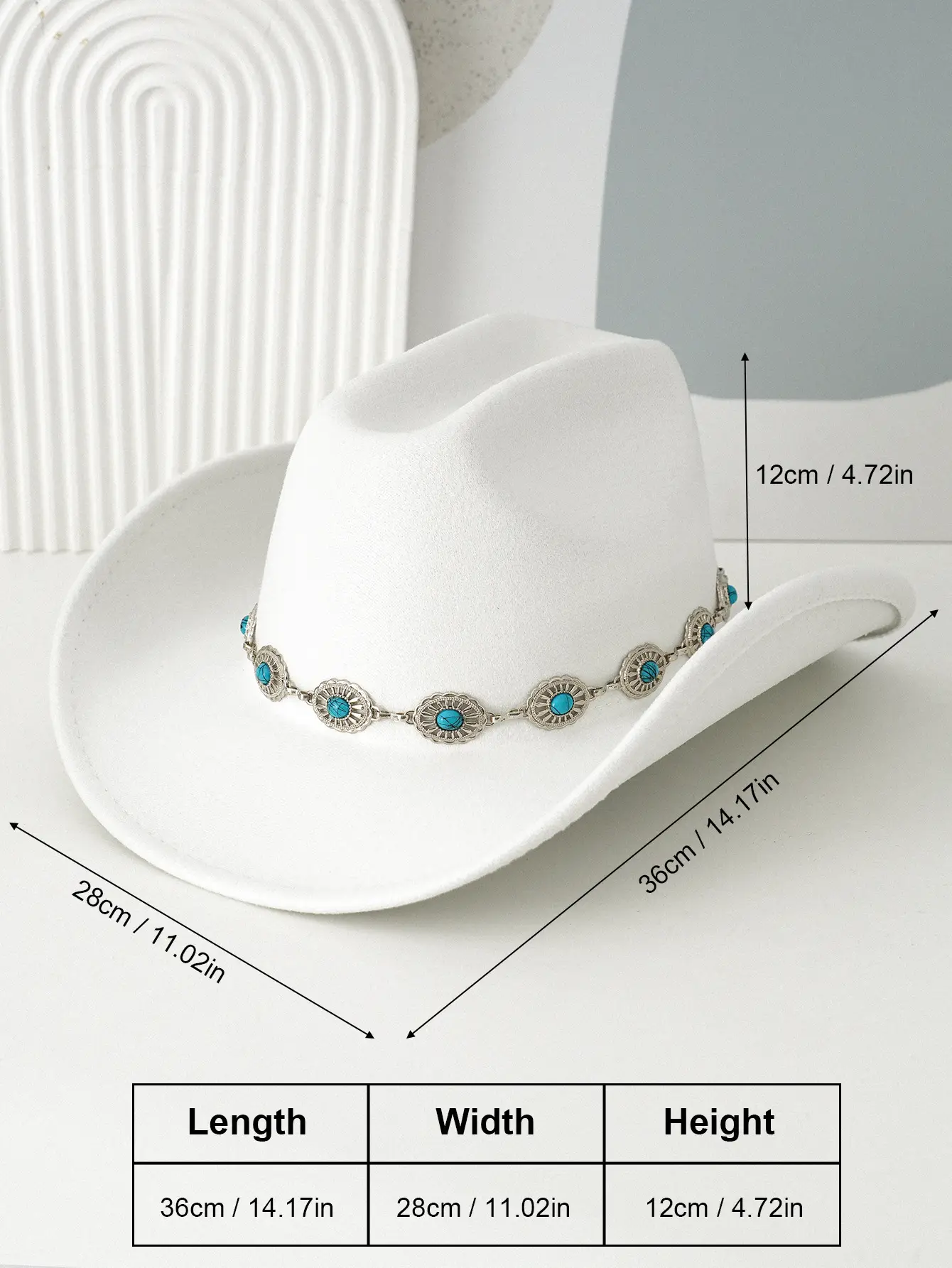 Black Cowboy Hat with Turquoise Crystal Belt — feature 1