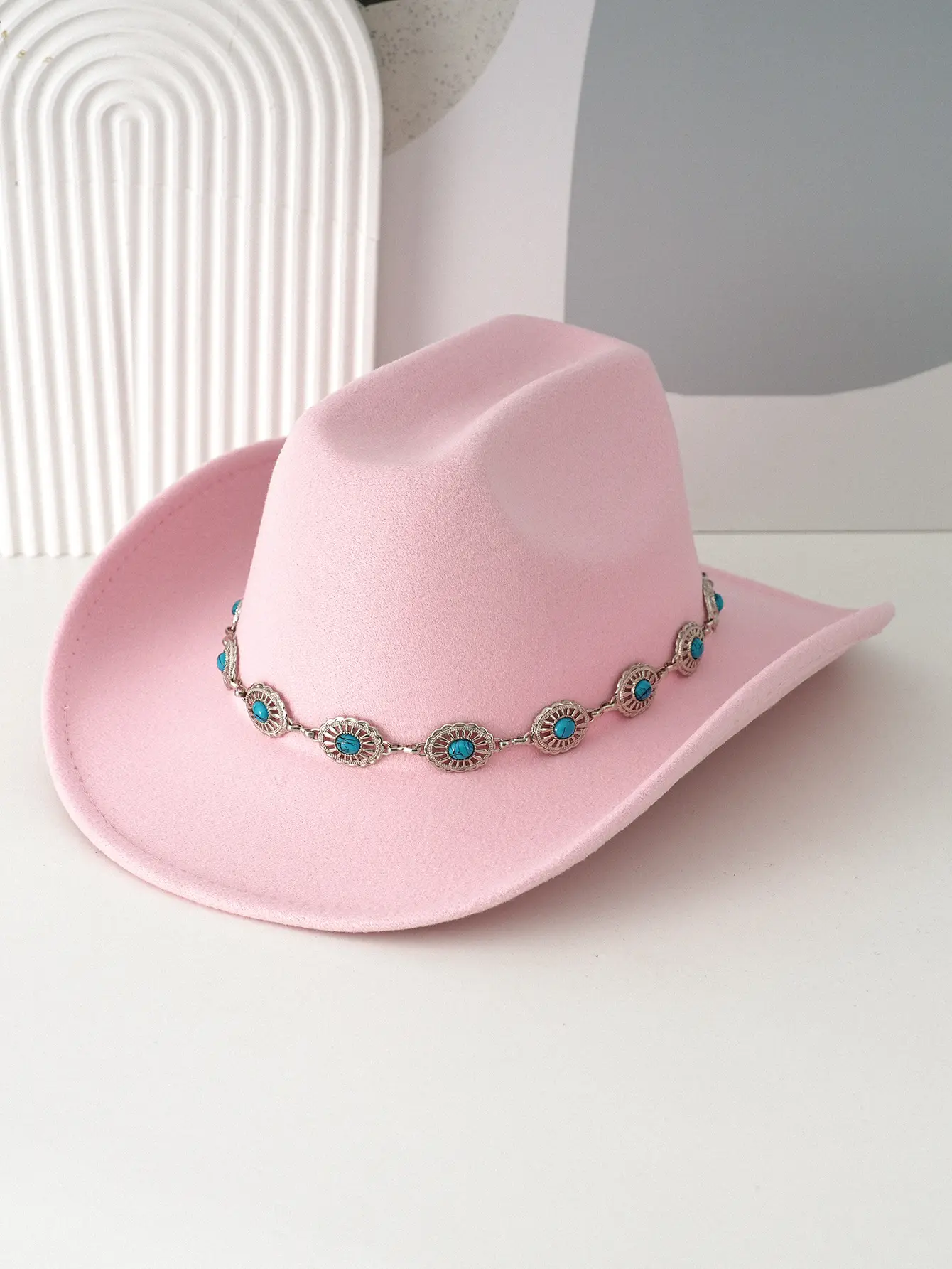 Black Cowboy Hat with Turquoise Crystal Belt — feature 10