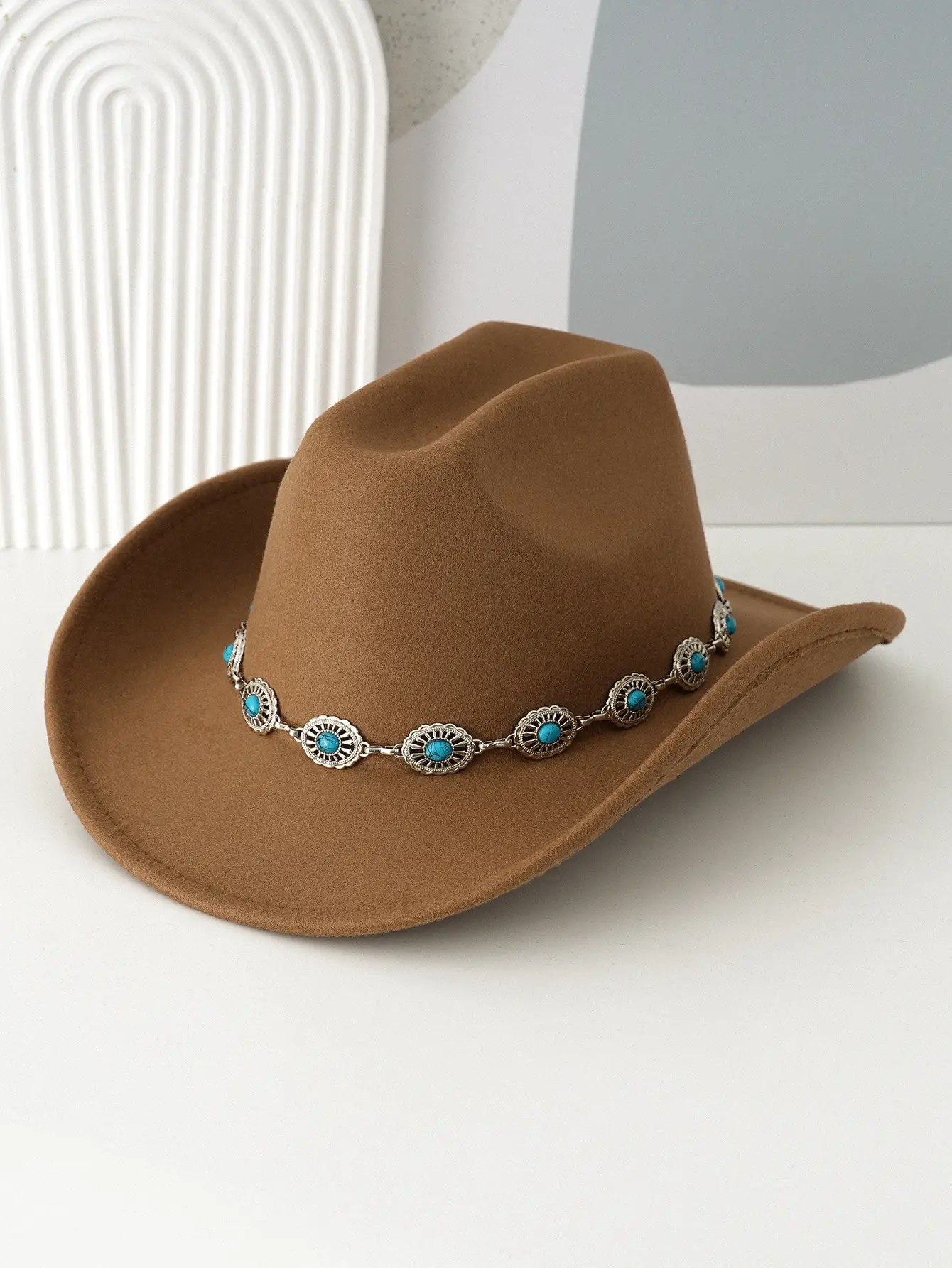 Black Cowboy Hat with Turquoise Crystal Belt — feature 8