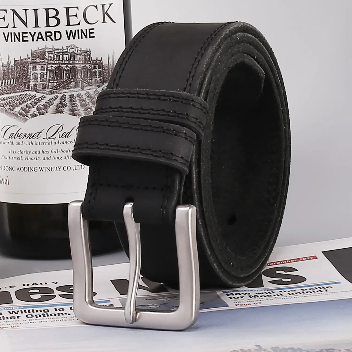 Men's Luxury Brown Genuine Leather Belt with Silver Buckle - Image 4