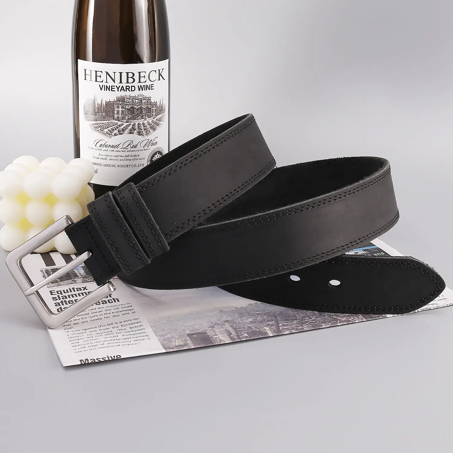 Men's Luxury Brown Genuine Leather Belt with Silver Buckle — feature 4