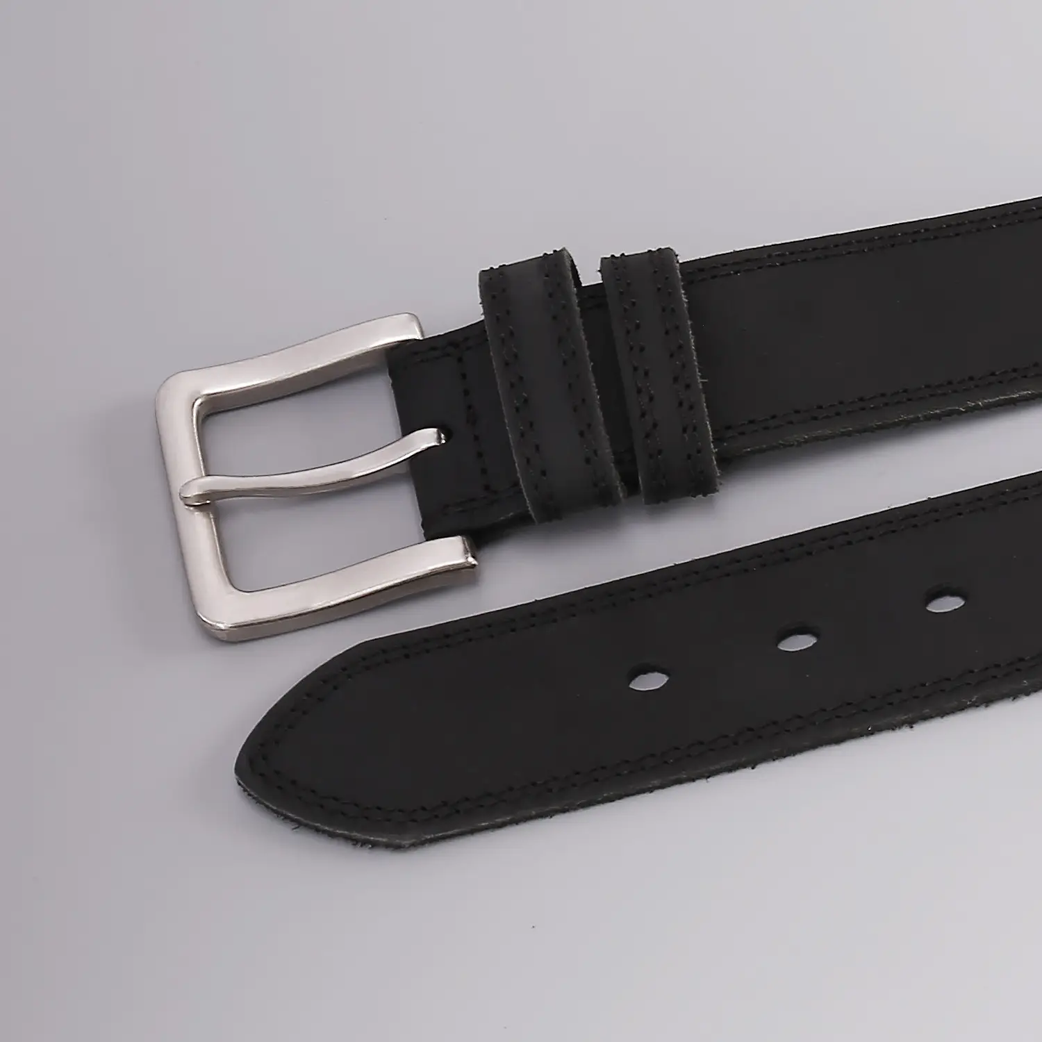 Men's Luxury Brown Genuine Leather Belt with Silver Buckle — feature 9