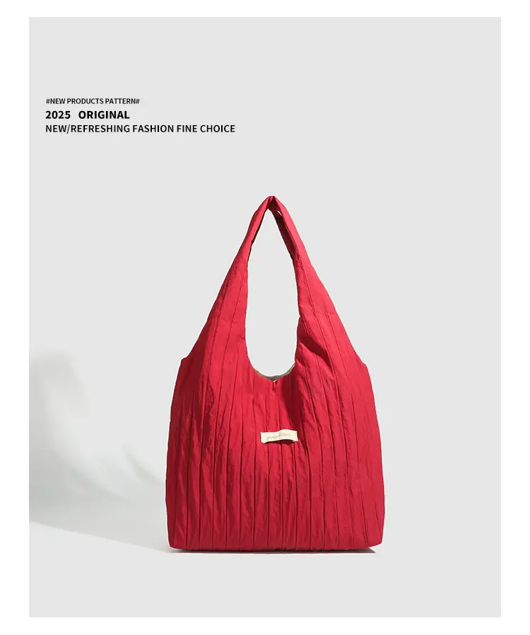 Red Korean Style Lazy Shoulder Tote Bag Large Capacity — feature 10