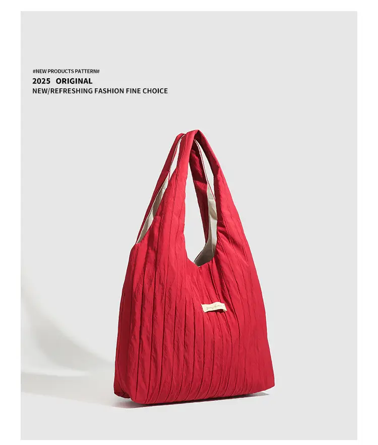 Red Korean Style Lazy Shoulder Tote Bag Large Capacity — feature 11