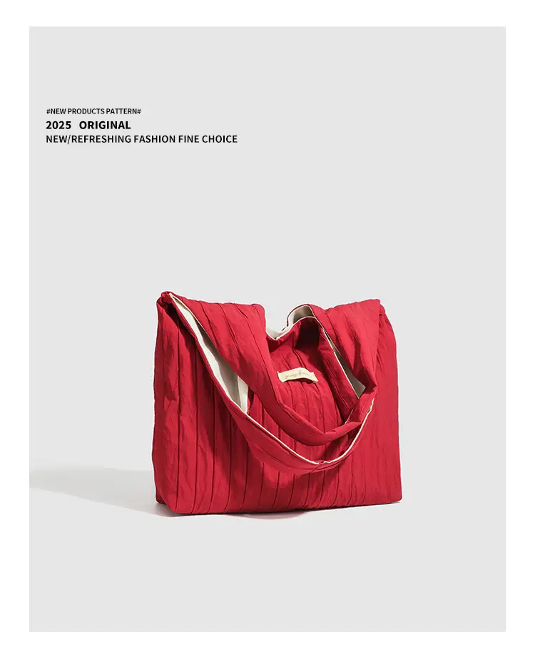 Red Korean Style Lazy Shoulder Tote Bag Large Capacity — feature 12