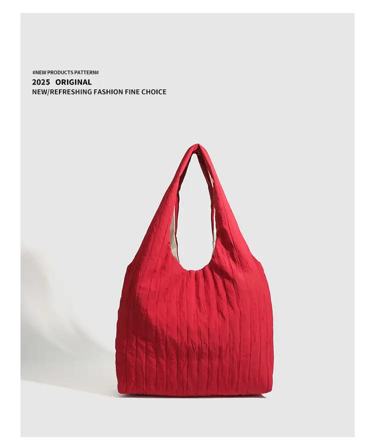 Red Korean Style Lazy Shoulder Tote Bag Large Capacity — feature 13