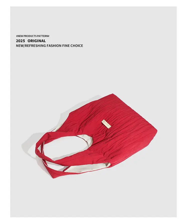 Red Korean Style Lazy Shoulder Tote Bag Large Capacity — feature 14