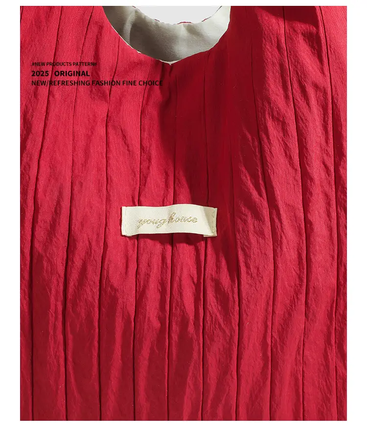 Red Korean Style Lazy Shoulder Tote Bag Large Capacity — feature 17