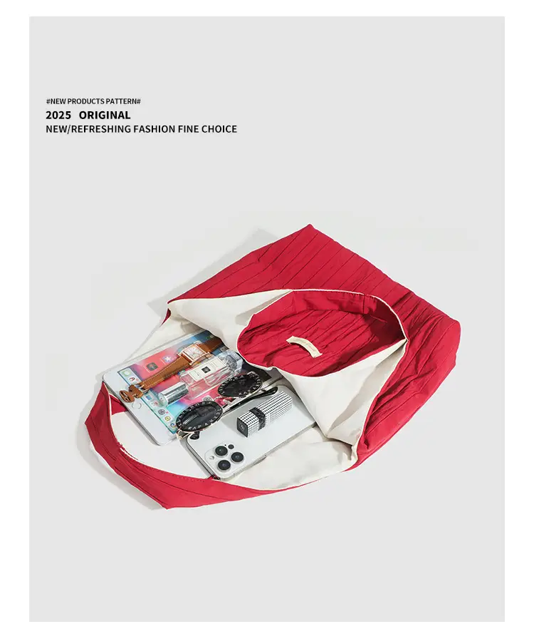 Red Korean Style Lazy Shoulder Tote Bag Large Capacity — feature 20