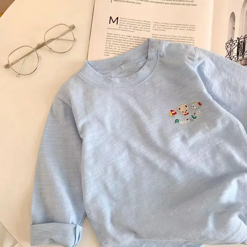 Boys Long Sleeve T-Shirt Autumn New Japanese Style Solid Color Versatile Base Shirt Top Trendy Style — feature 4