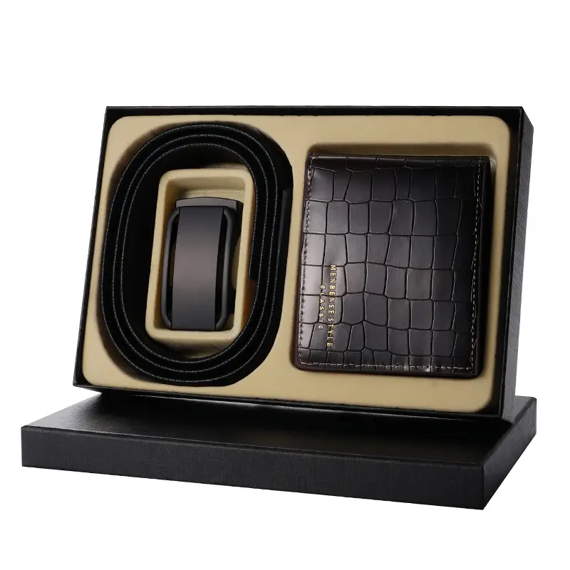 Men's Black Leather Belt with Automatic Buckle - Image 4