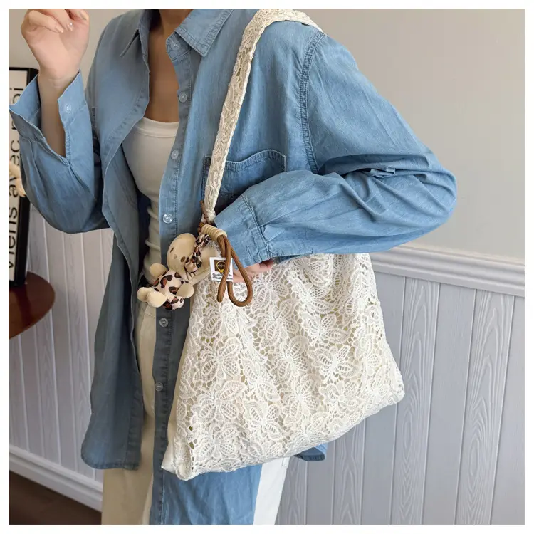 Pastoral Lace Shoulder Bag Large Capacity Women — feature 20