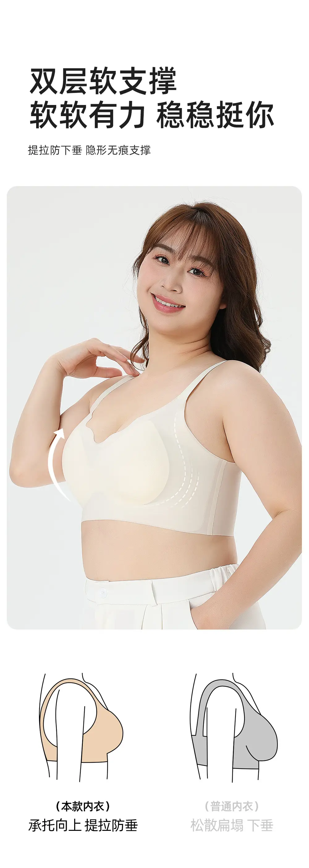 Ultra-thin Ice Silk plus size Underwear Women's 100.00kg Jelly Lacquer Soft Support Non-marking Bra Summer — feature 5