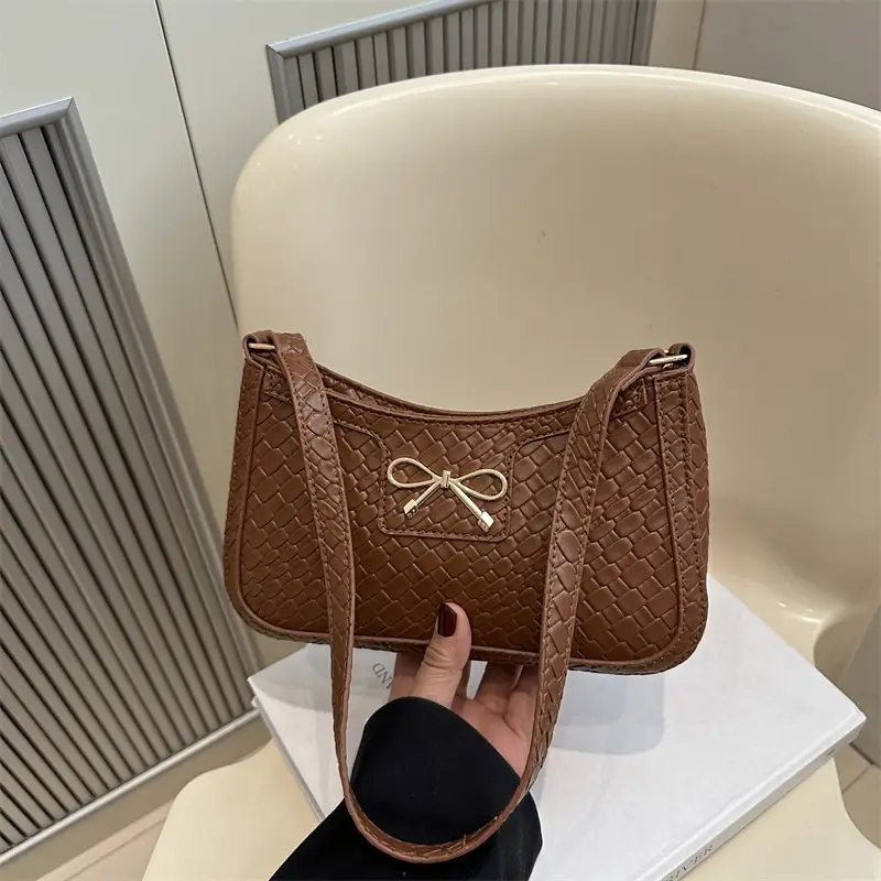 Women's Textured Bowknot Shoulder Bag Beige 2025 - Image 8