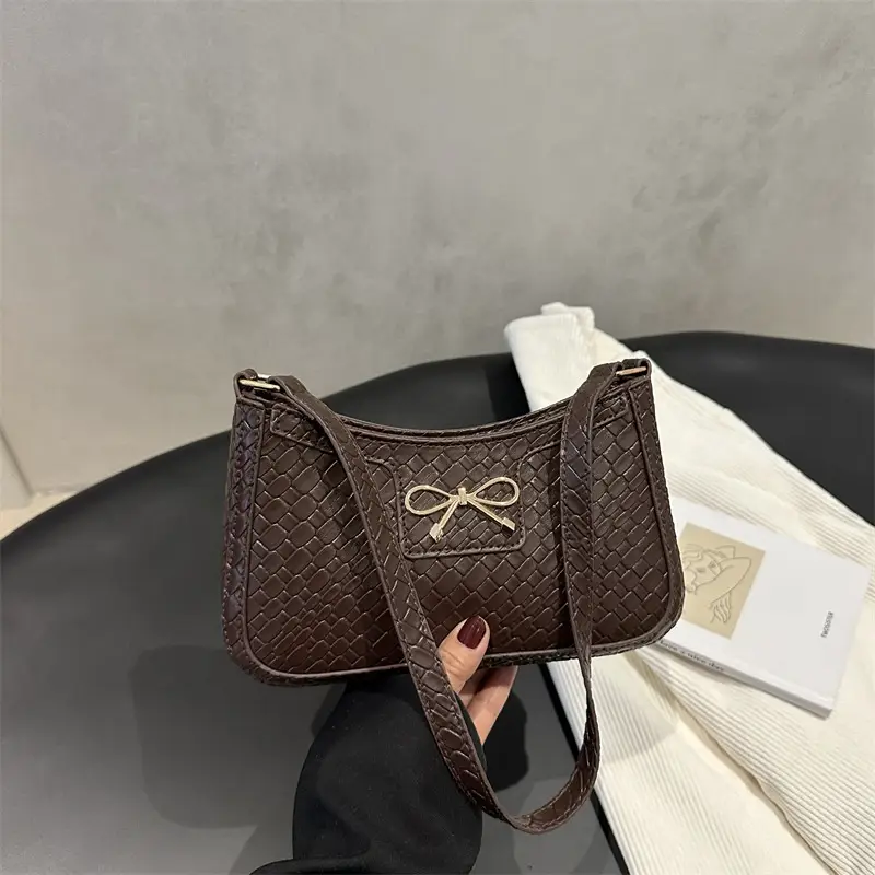 Women's Textured Bowknot Shoulder Bag Beige 2025 - Image 9