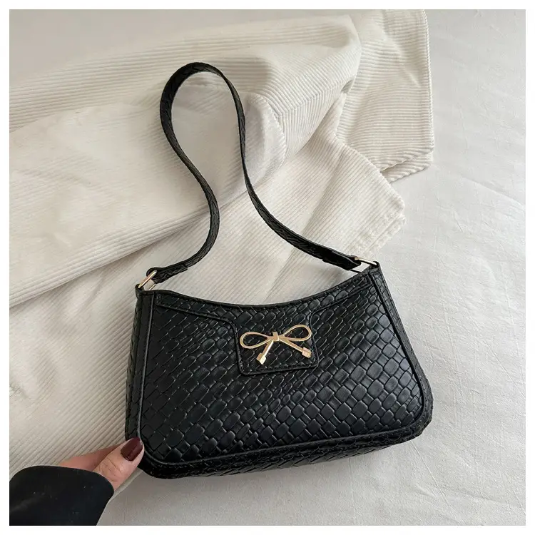 Women's Textured Bowknot Shoulder Bag Beige 2025 — feature 17