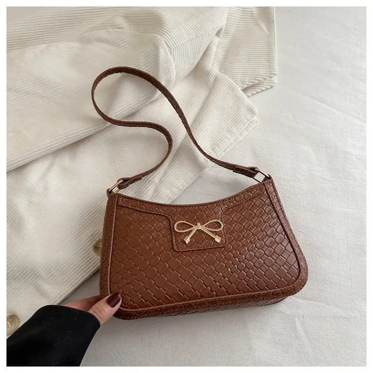Women's Textured Bowknot Shoulder Bag Beige 2025 — feature 18