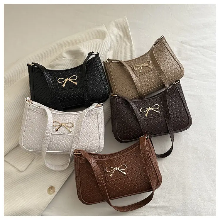 Women's Textured Bowknot Shoulder Bag Beige 2025 — feature 22