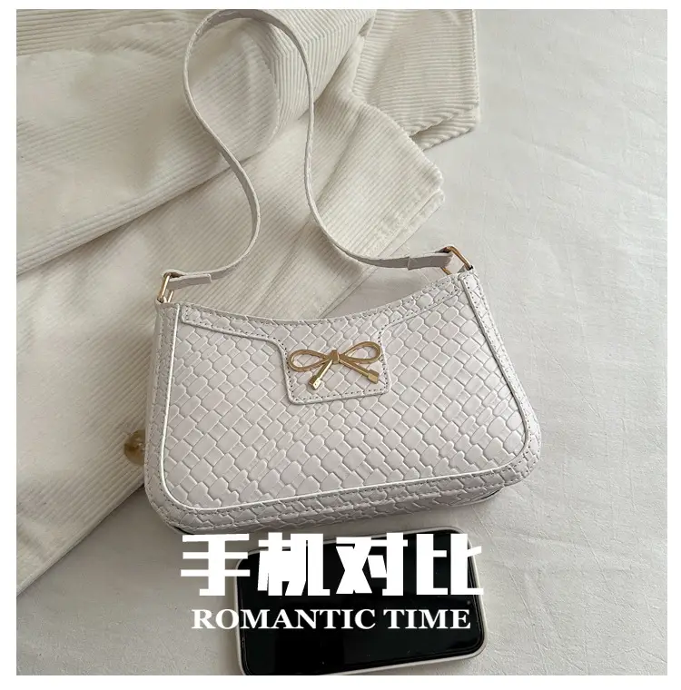 Women's Textured Bowknot Shoulder Bag Beige 2025 — feature 4