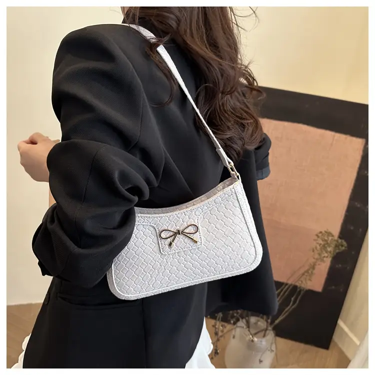 Women's Textured Bowknot Shoulder Bag Beige 2025 — feature 9