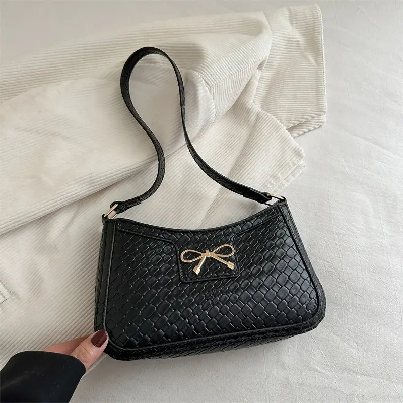Women's Textured Bowknot Shoulder Bag Beige 2025 - Image 2