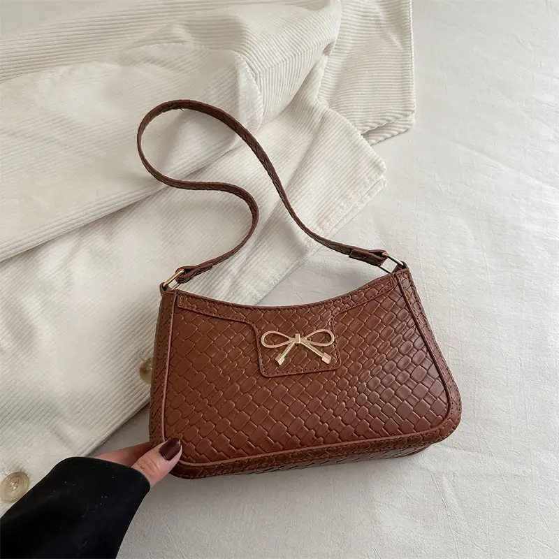 Women's Textured Bowknot Shoulder Bag Beige 2025 - Image 5