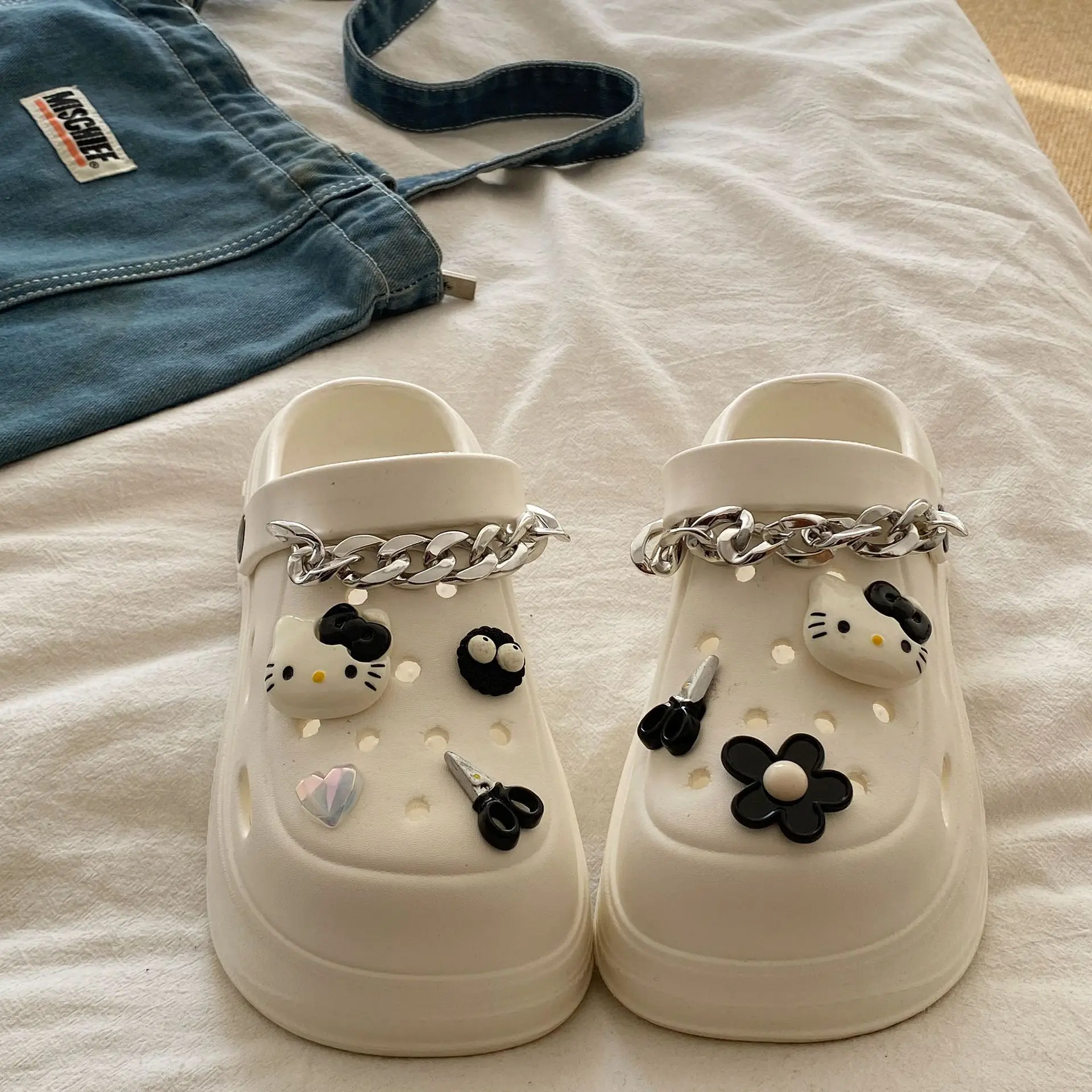 Women's White Clogs with Bear Design & Thick Sole - Image 23