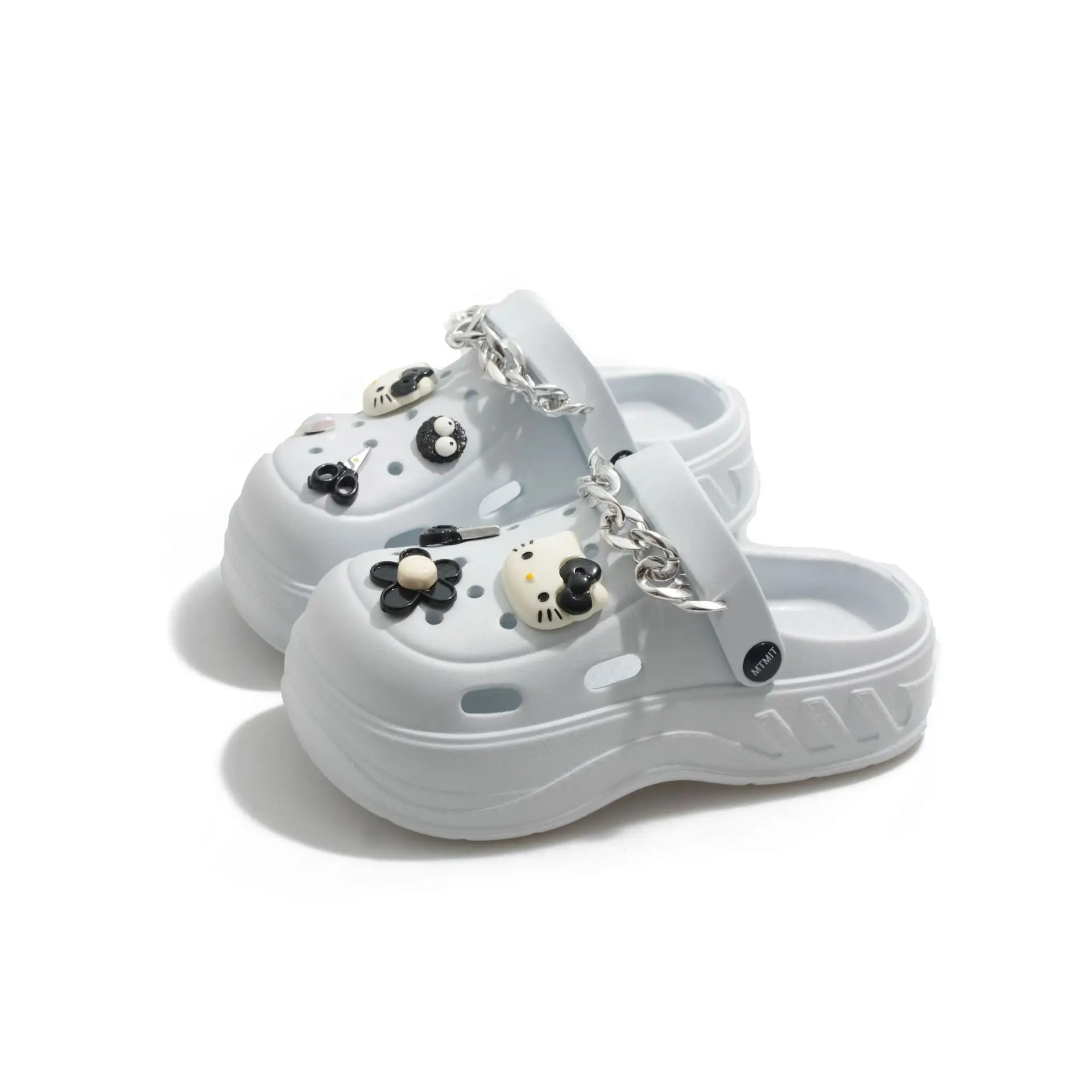 Women's White Clogs with Bear Design & Thick Sole - Image 24