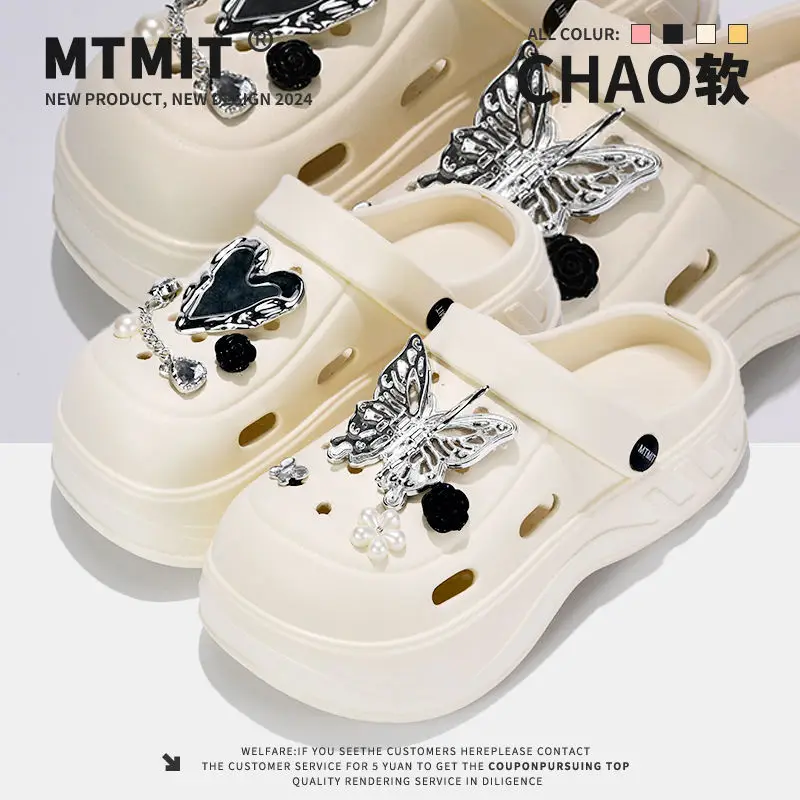Women's White Clogs with Bear Design & Thick Sole — feature 24