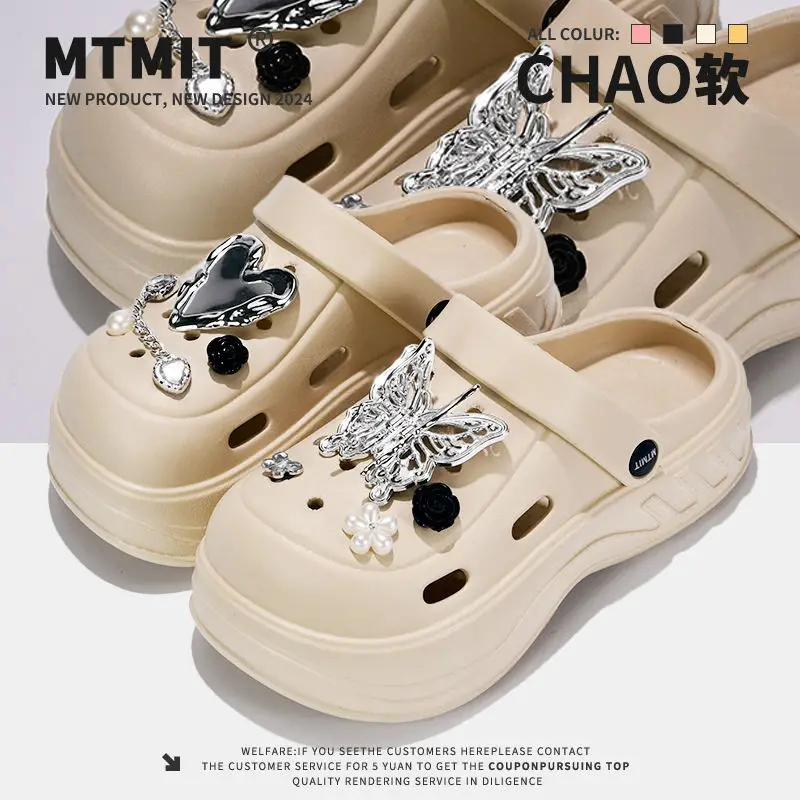 Women's White Clogs with Bear Design & Thick Sole — feature 25