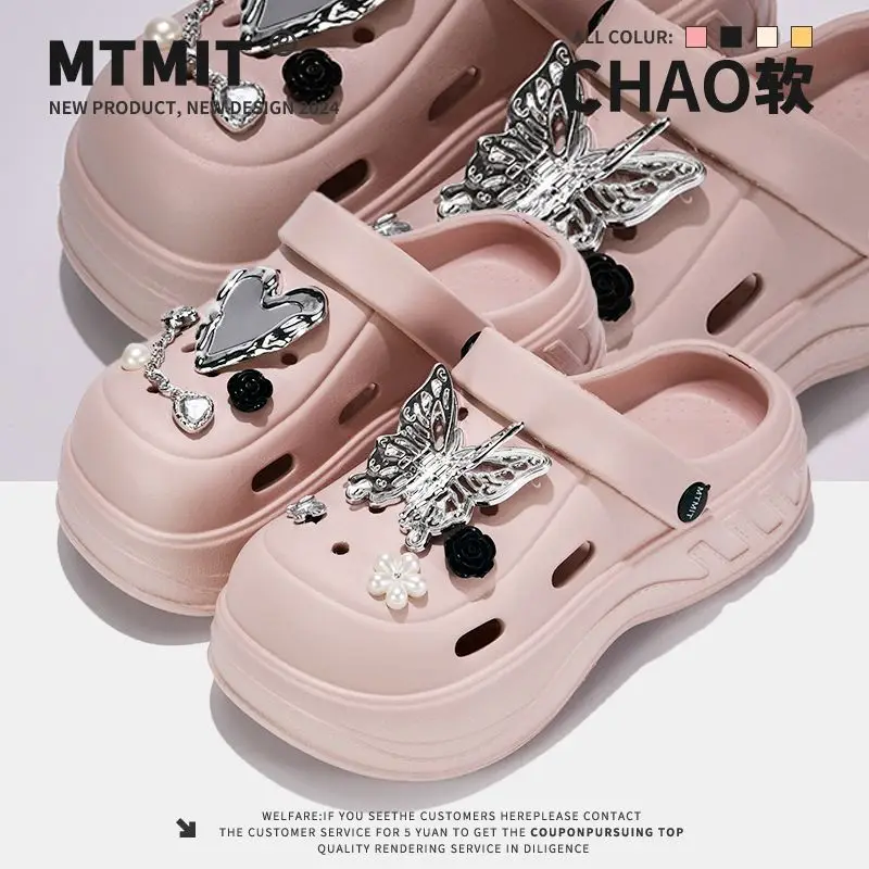 Women's White Clogs with Bear Design & Thick Sole — feature 26